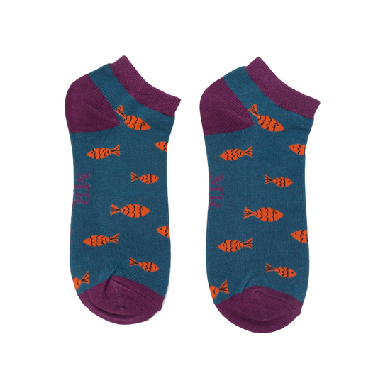 Bamboo Trainer Socks For Men - Fish