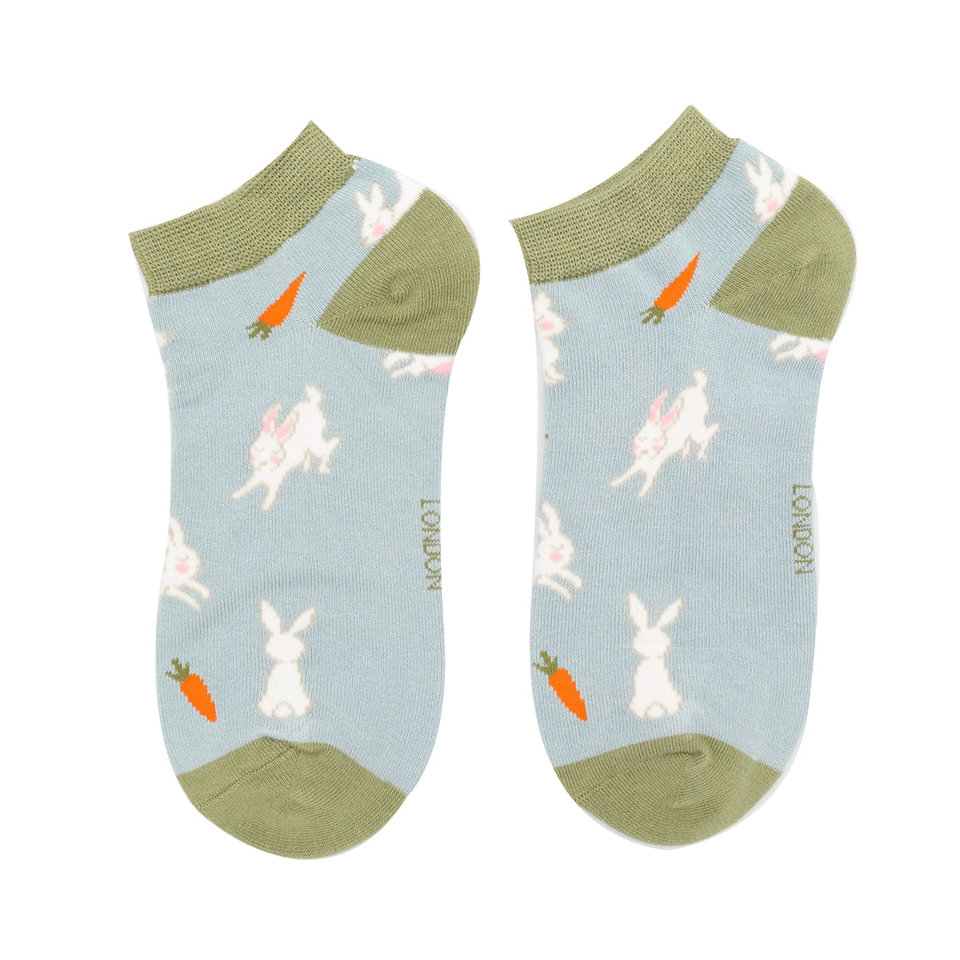 Bamboo Trainer Socks For Women - Bunnies & Carrots