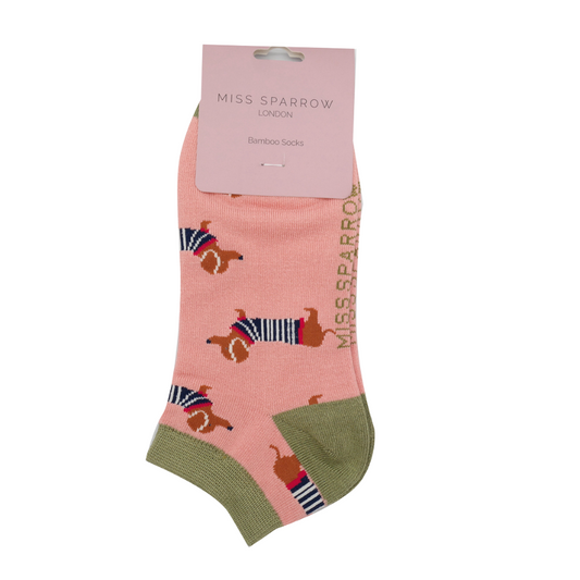 Bamboo Trainer Socks For Women - Dachshunds