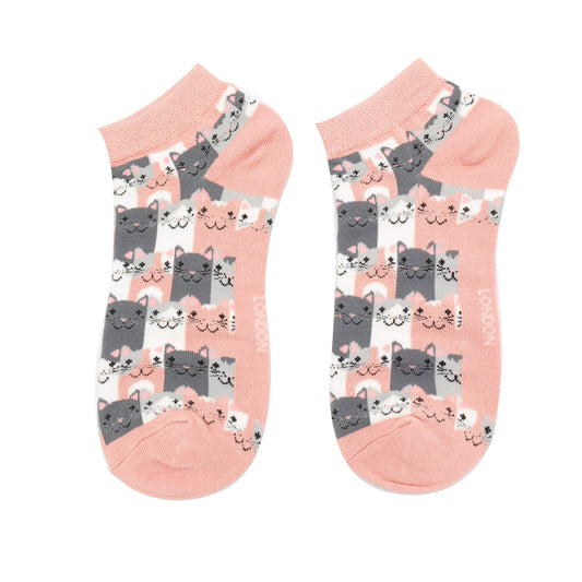 Bamboo Trainer Socks For Women - Happy Cats