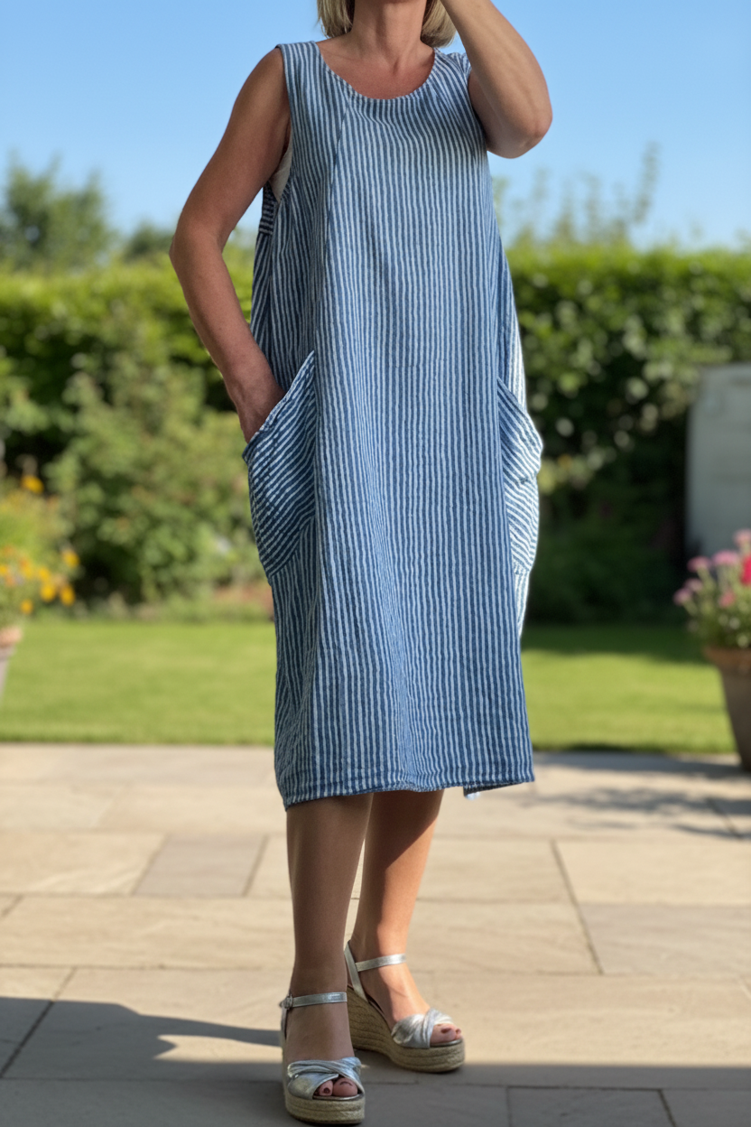 Sleeveless Cotton Striped Tunic/Dress