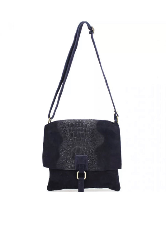 Italian Suede Leather Cross Body/Shoulder Handbag - Navy