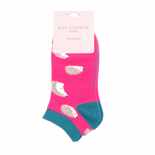 Bamboo Trainer Socks For Women - Cute Hedgehogs