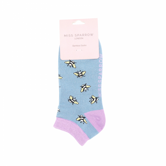 Bamboo Trainer Socks For Women - Scattered Bumble Bee