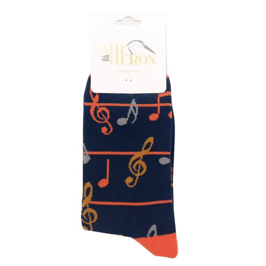 Bamboo Socks For Men - Multi Colour Music Notes