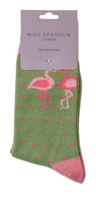 Bamboo Socks For Women - Kissing Flamingos