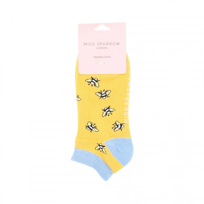 Bamboo Trainer Socks For Women - Scattered Bumble Bee