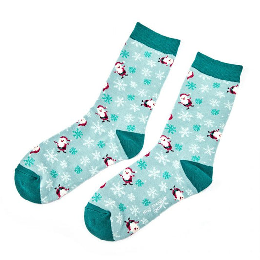 Christmas Bamboo Socks For Women - Snowflakes & Santa