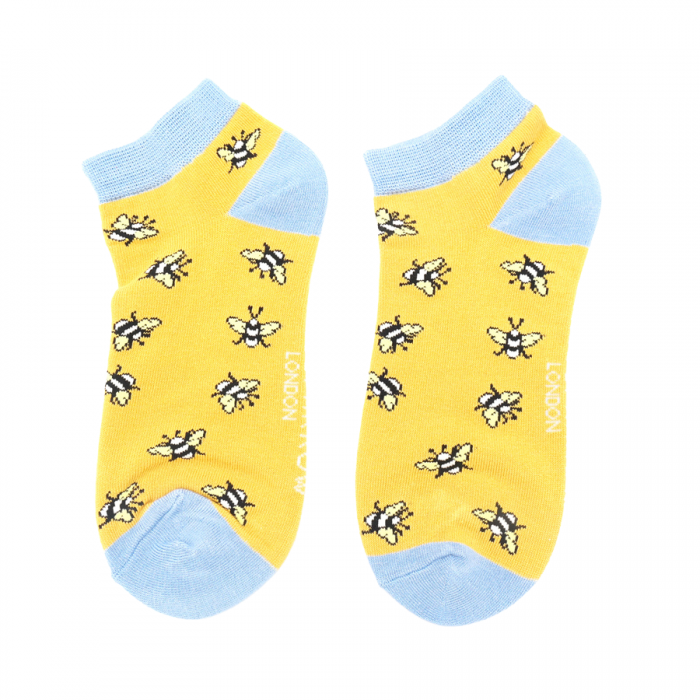 Bamboo Trainer Socks For Women - Scattered Bumble Bee