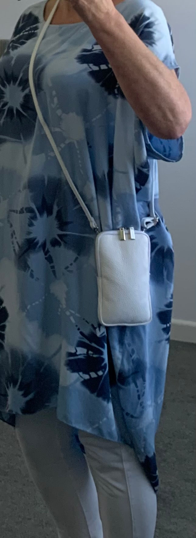 Italian Leather Cross Body Phone/Mini Shoulder Bag - White