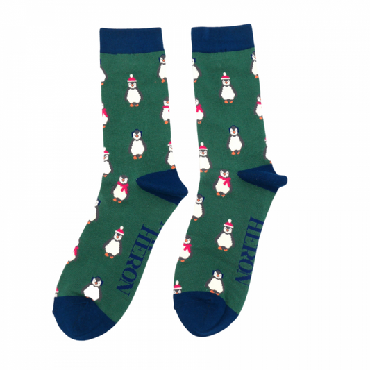 Christmas Bamboo Socks For Men - Penguins