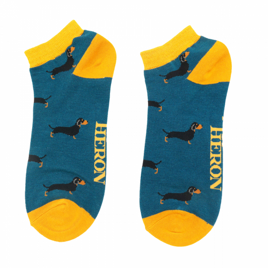 Bamboo Trainer Socks For Men - Dachshunds