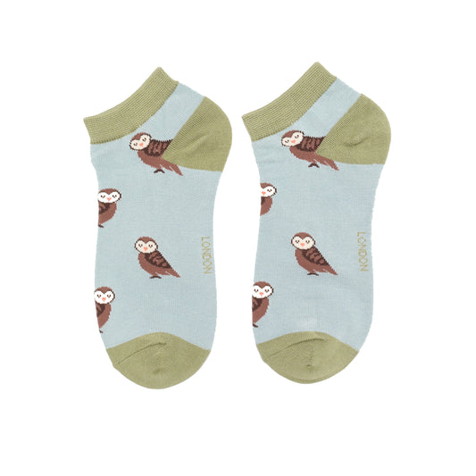 Bamboo Trainer Socks For Women - Owls