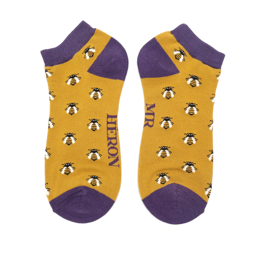 Bamboo Trainer Socks For Men - Bees