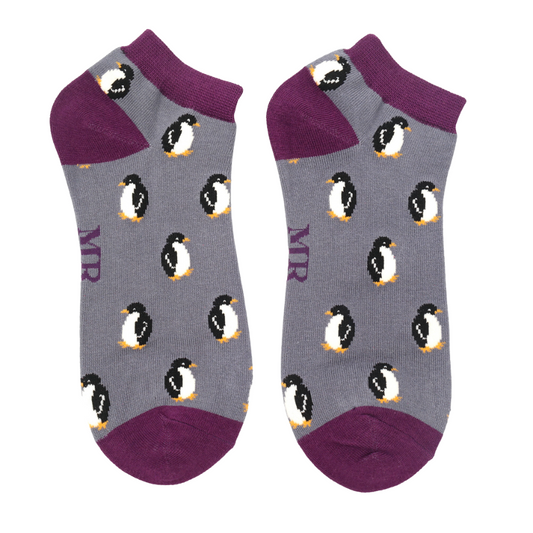 Bamboo Trainer Socks For Men - Penguins