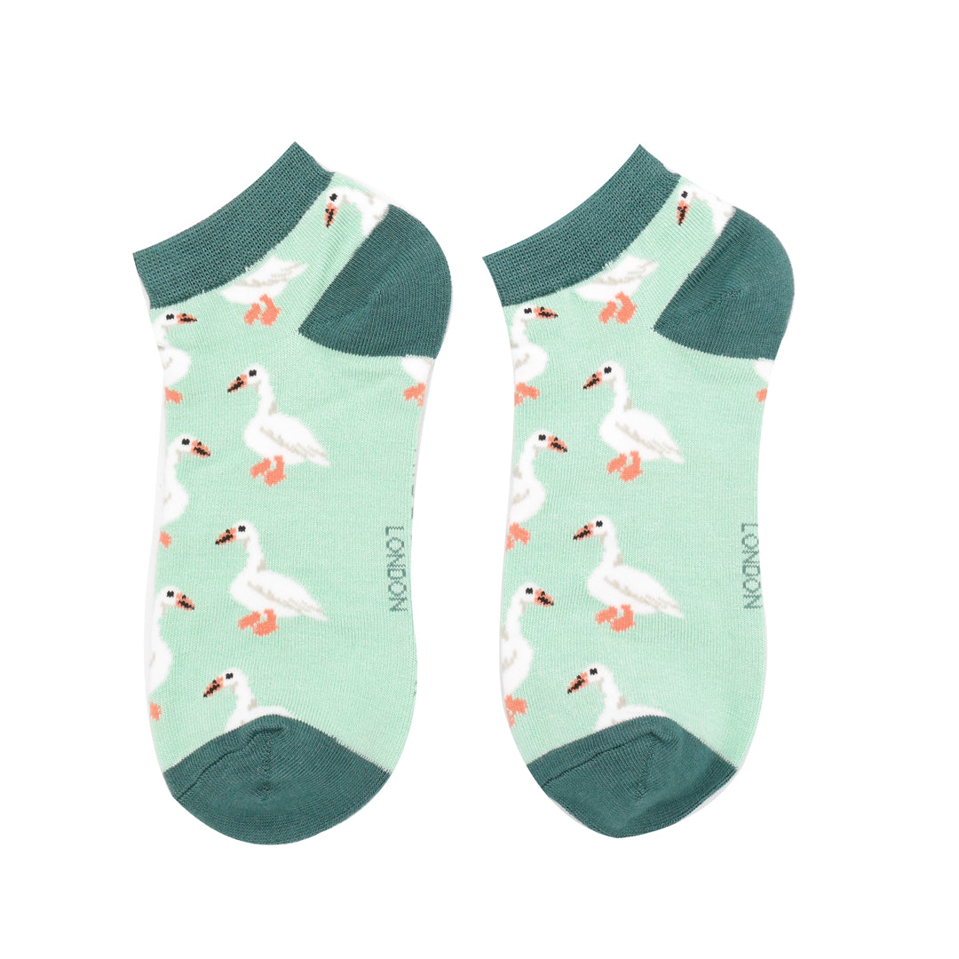 Bamboo Trainer Socks For Women - White Ducks