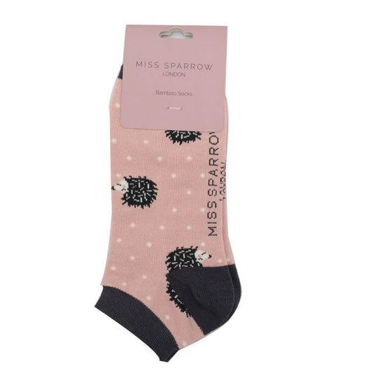 Bamboo Trainer Socks For Women - Hedgehogs