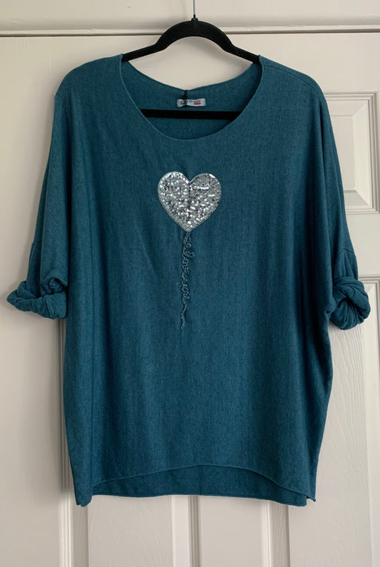 Sequin Heart Balloon Jumper