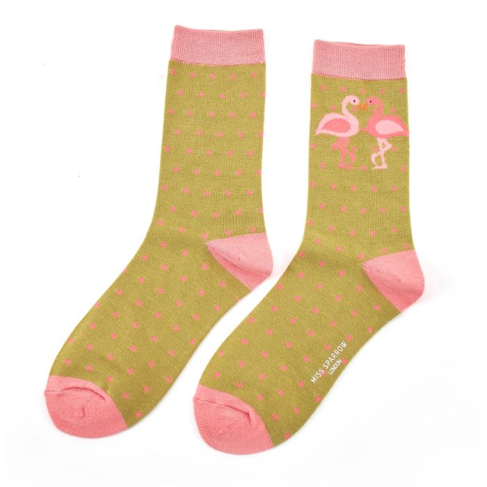 Bamboo Socks For Women - Kissing Flamingos