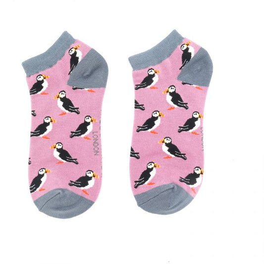 Bamboo Trainer Socks For Women - Puffins