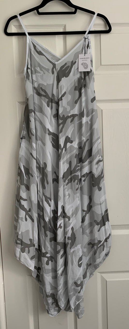 Shoestring Strap Camouflage Print Dress