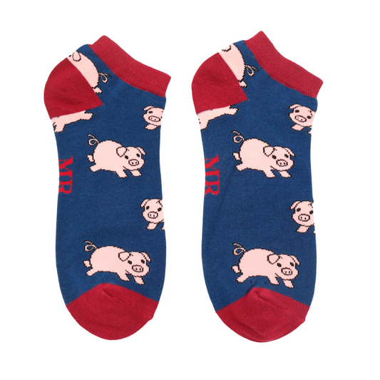 Bamboo Trainer Socks For Men - Pigs