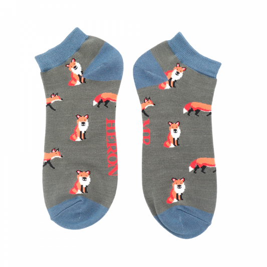 Bamboo Trainer Socks For Men - Foxes