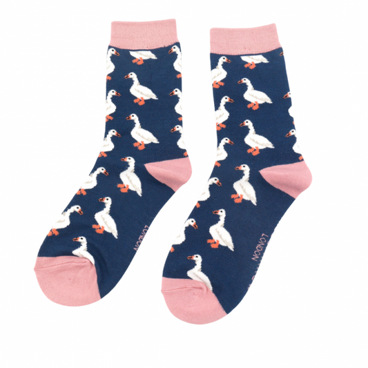 Bamboo Socks For Women - White Ducks