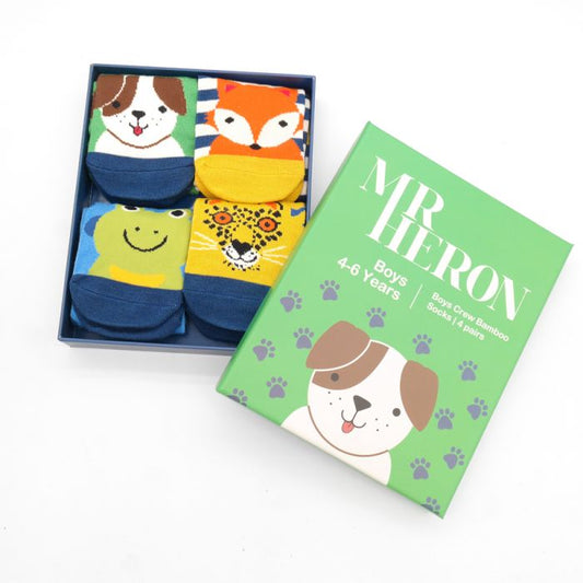 Bamboo Socks Animal Gift Box - Boys 4-6 Years