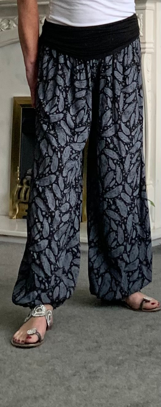 Feather Print Harem Trousers