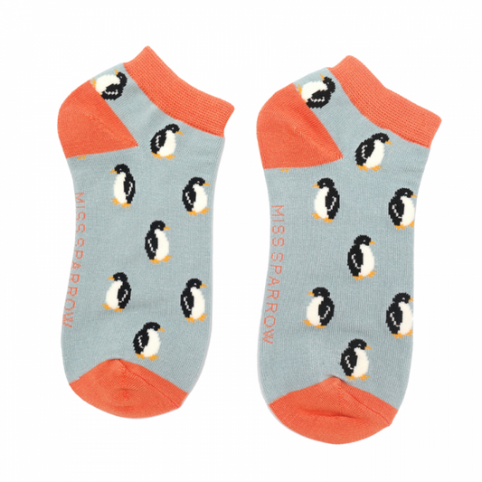 Bamboo Trainer Socks For Women - Penguins