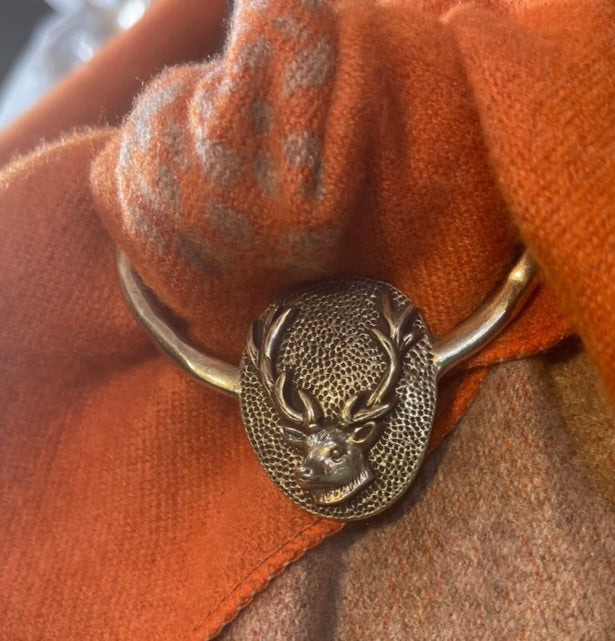 Stag Scarf Ring - Traditional Pewter