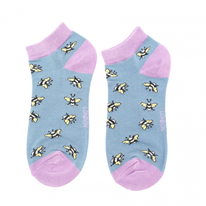 Bamboo Trainer Socks For Women - Scattered Bumble Bee