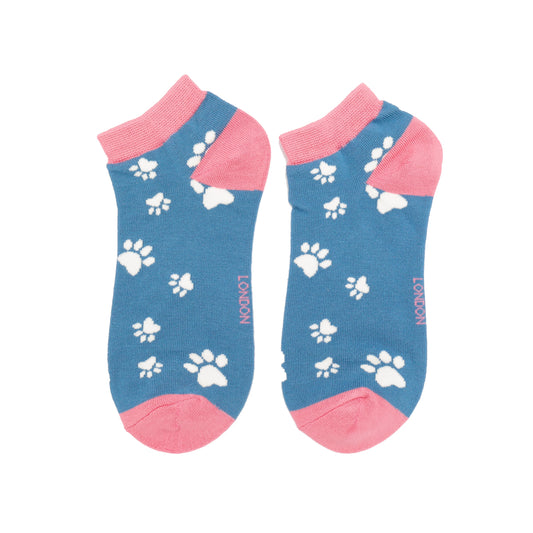 Bamboo Trainer Socks For Women - Paw Prints