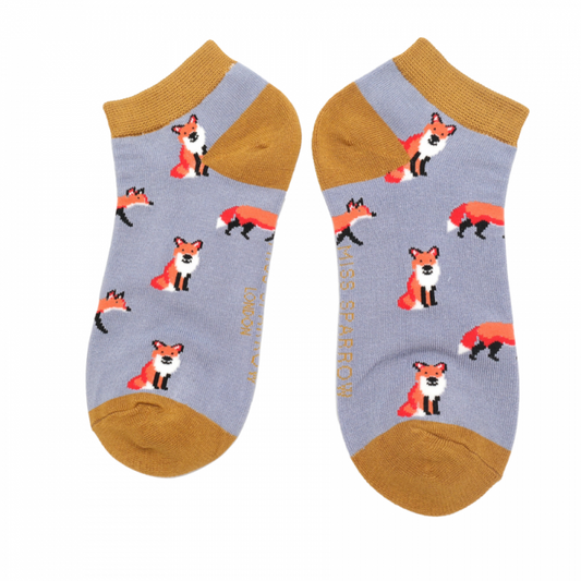 Bamboo Trainer Socks For Women - Foxes