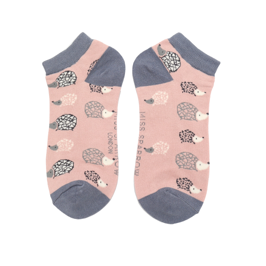 Bamboo Trainer Socks For Women - Hedgehogs