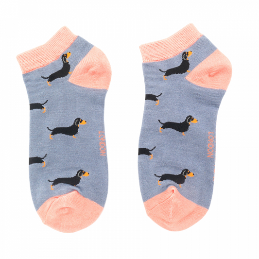 Bamboo Trainer Socks For Women - Dachshunds