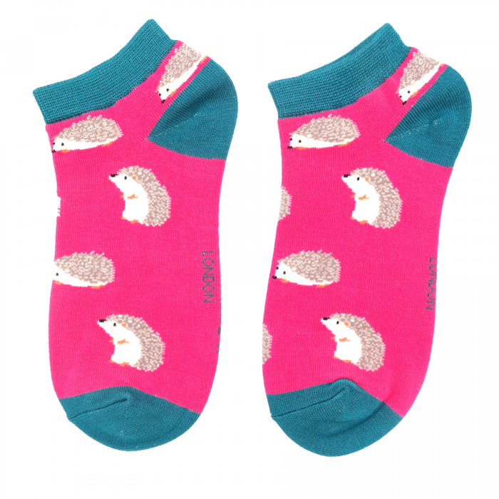 Bamboo Trainer Socks For Women - Cute Hedgehogs